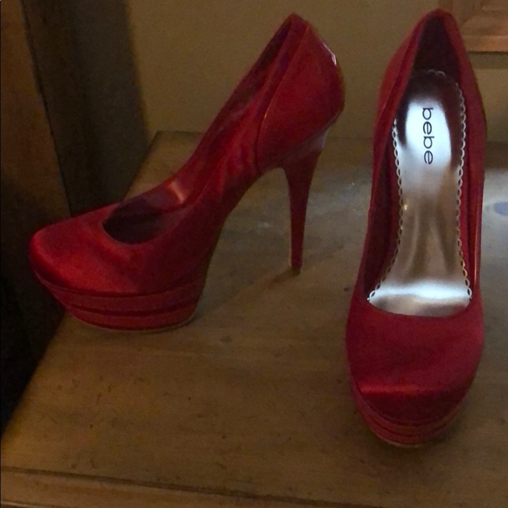 Bebe Red platform heels